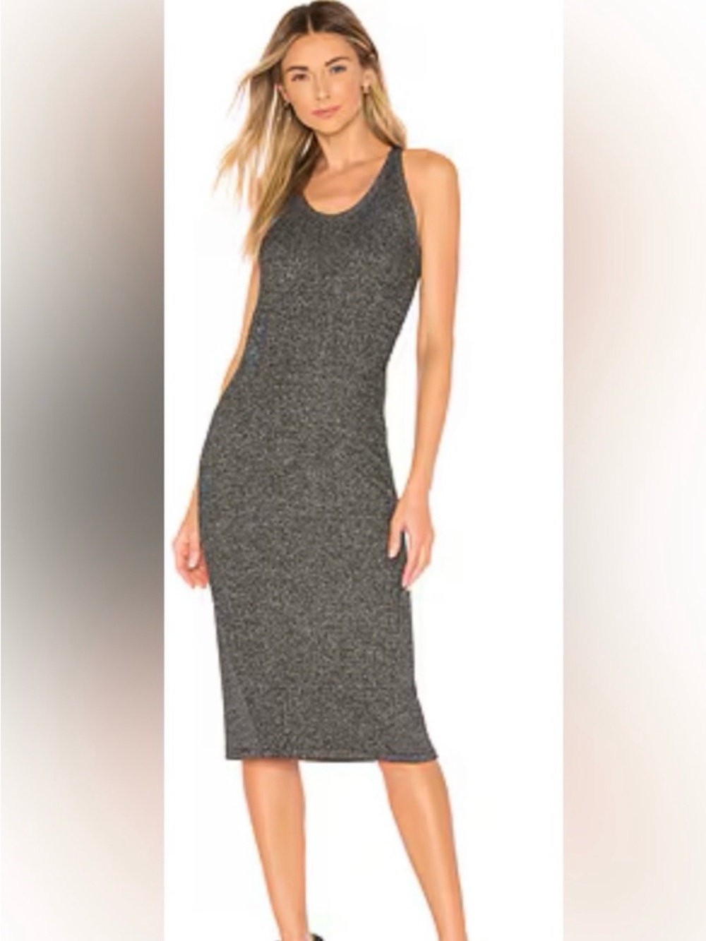rag & bone Clara Ribbed Knit Racerback Bodycon Tank Dress Charcoal grey Size S